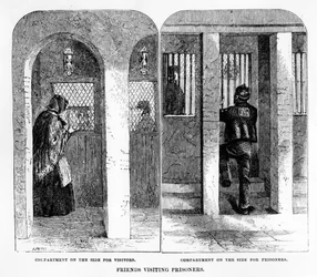 Friends Visiting Prisoners at the House of Correction, Coldbath Fields, print made by J. Palmer, illustration from 